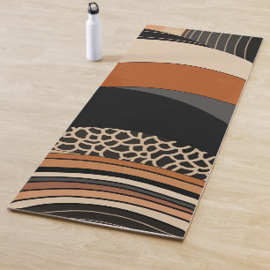 Tapis De Yoga Boho moderne orange noir neutre