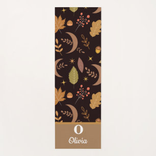 Tapis De Yoga Boho Moon avec feuilles d'automne monogrammé
