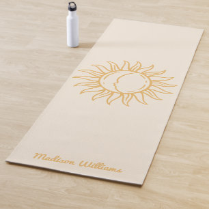 Tapis De Yoga Boho personnalisé Mystical Yellow Sun and Moon
