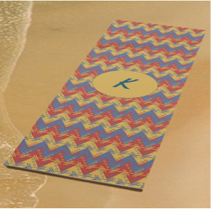 Tapis De Yoga Boho rouge bleu et or