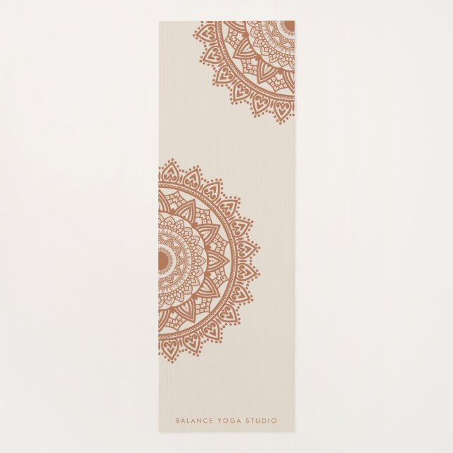 Tapis De Yoga Boho Terracotta Mandala Nom personnalisé (Dos)