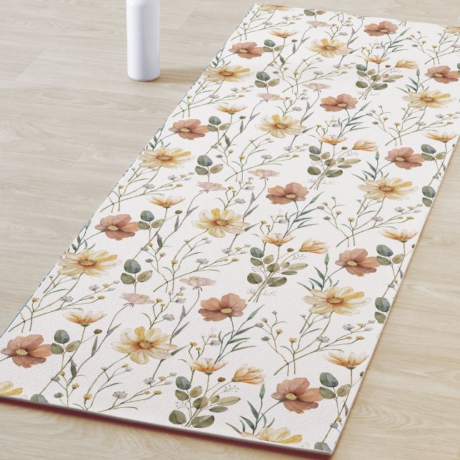 Tapis De Yoga Boho Wildflower Watercolor (Créateur téléchargé)