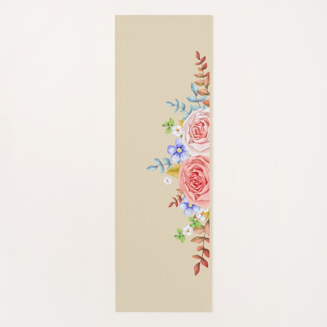 Tapis De Yoga Bordure latérale florale de l'aquarelle (Devant)