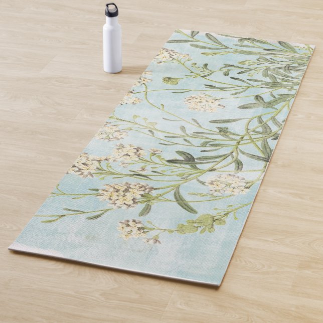 Tapis De Yoga Botanique bleu (En situation)