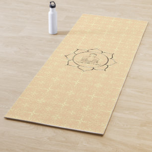 Tapis De Yoga Bouddha à Lotus sur Tan Géométrique