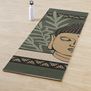 Tapis de yoga Bouddha tête avec palmier - pin, fao
