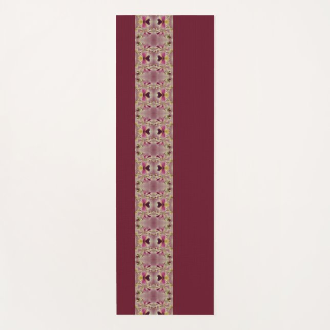 Tapis De Yoga Bourgogne Avec Or Et Vert Olive (Devant)