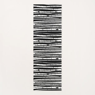 Tapis De Yoga Bouton de tambour motif noir blanc arbre