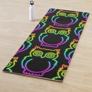 Tapis De Yoga Bouton lumière néon psychédélique hibou