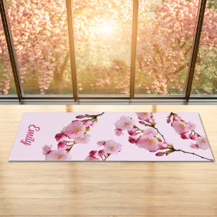 Tapis De Yoga Branches de fleurs de cerisier Sakura rose Photo e