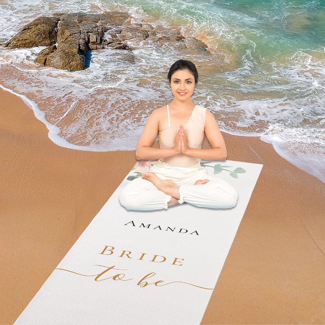 Tapis De Yoga Bride rose or floral eucalyptus bachelorette (Créateur téléchargé)