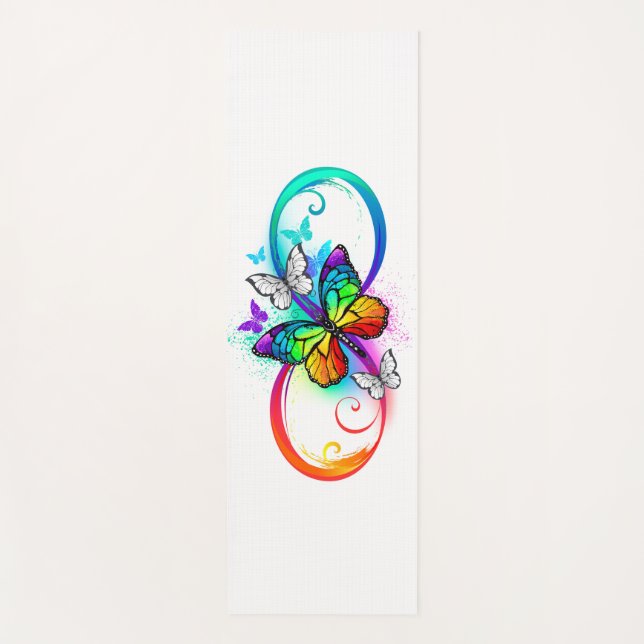 Tapis De Yoga Bright infinity with rainbow butterfly (Devant)