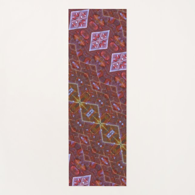 Tapis De Yoga Bronze & Feuille verte Ikat 12 (Devant)
