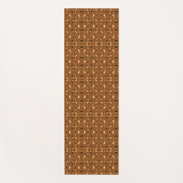Tapis De Yoga Brown patterned fabric featuring a symmetrical  (Devant)