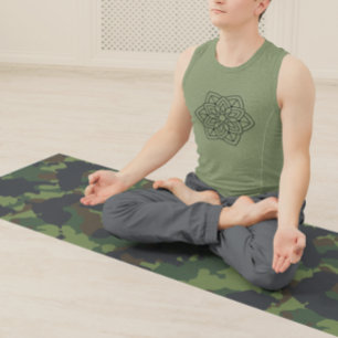 Tapis De Yoga Camouflage militaire vert brun