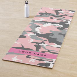 Tapis De Yoga Camouflage rose et gris Votre nom Personnalisez