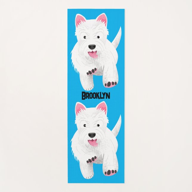 Tapis De Yoga Caricature blanche de terrier de l'ouest (Devant)