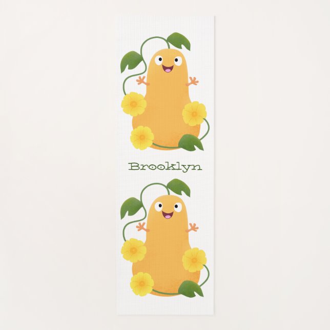 Tapis De Yoga Caricature citrouille gourde en beuret joyeux (Devant)