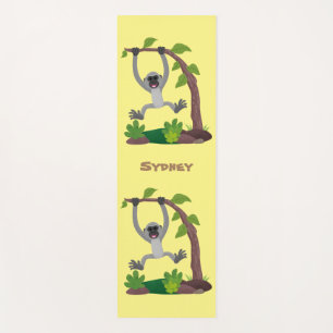 Tapis De Yoga Caricature de bande de gibbon joyeux