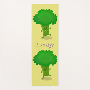 Tapis De Yoga Caricature de brocoli dansant Cute kawaii