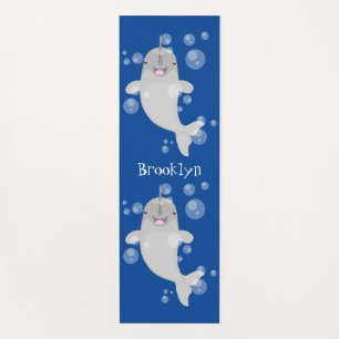 Tapis De Yoga Caricature de bulles de narval joyeux