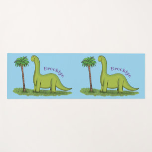 Tapis De Yoga Caricature de dinosaure de brontosaurus vert migno