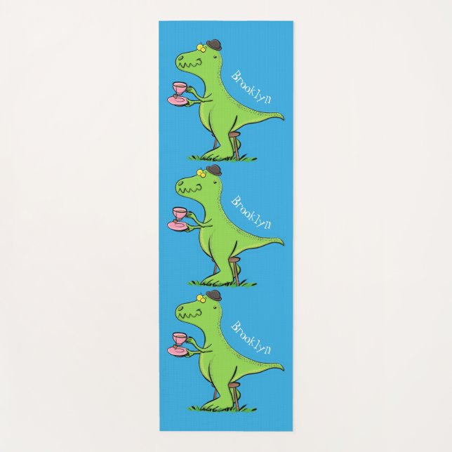 Tapis De Yoga Caricature de dinosaure vert t rex (Devant)