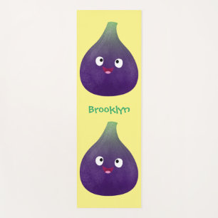Tapis De Yoga Caricature de fruits mauve joyeux aux figues