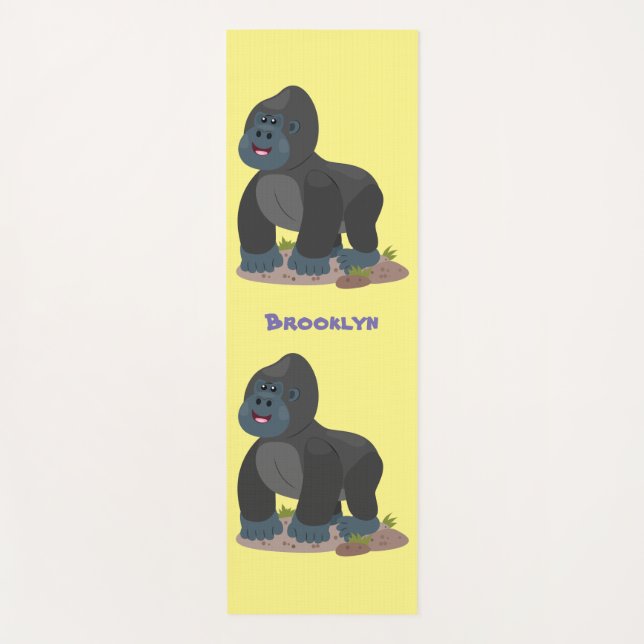 Tapis De Yoga Caricature de gros gorilles joyeux (Devant)