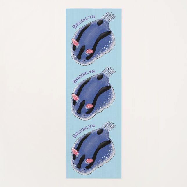 Tapis De Yoga Caricature de nudibranche bleu mignon (Devant)
