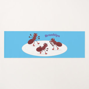 Tapis De Yoga Caricature de patinage sur glace de Happy red four