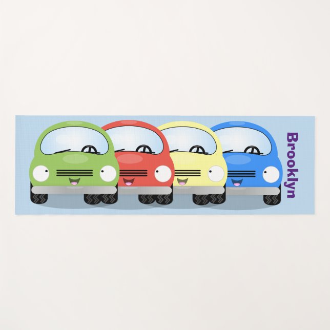 Tapis De Yoga Caricature de voitures Cute kawaii (Devant (Horizontal))