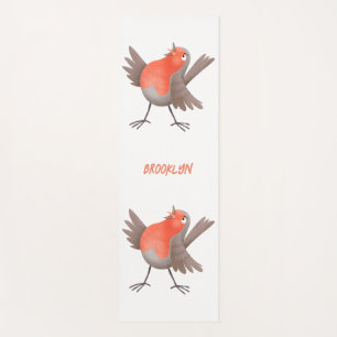 Tapis De Yoga Caricature d'oiseau rouge chantant mignon