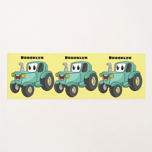 Tapis De Yoga Caricature joli tracteur vert joyeux