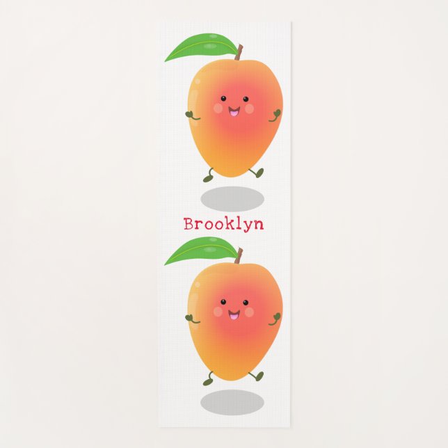 Tapis De Yoga Caricature mignonne de mangue joyeuse (Devant)