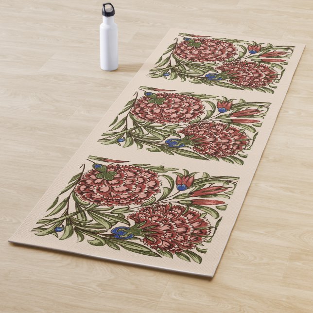 Tapis De Yoga Carnation Carrelage Fleur Antique Art Rustique (En situation)