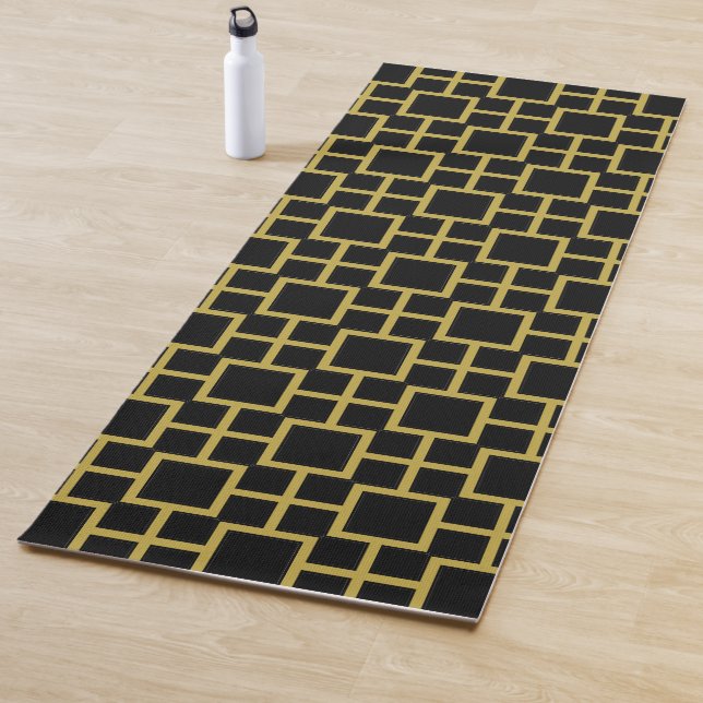 Tapis De Yoga Carré moderne Motif or (En situation)