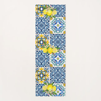 Tapis De Yoga Carrelage méditerranéen clair Sicilien Citrus Lemo