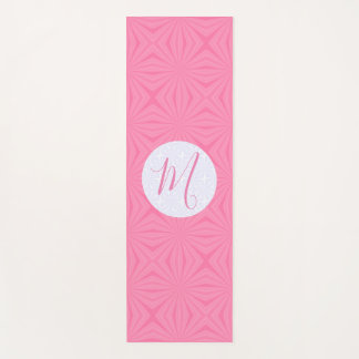Tapis De Yoga Carrés ondulés rose clair Initiale personnalisée 
