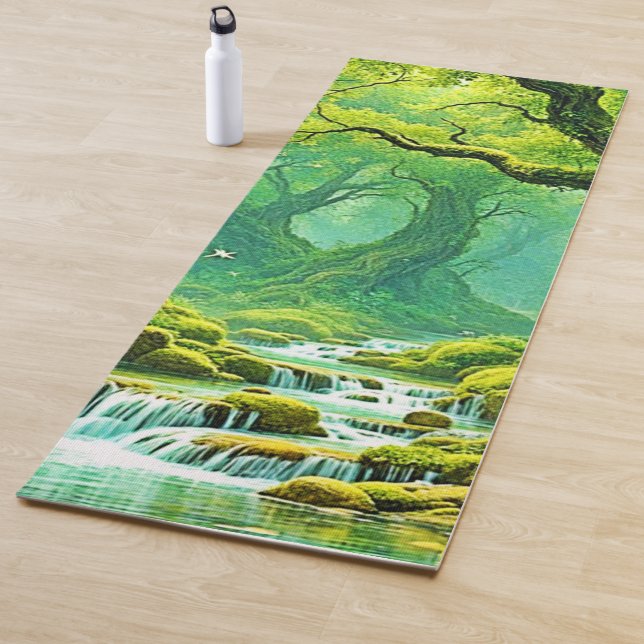 Tapis De Yoga Cascade de la jungle luxuriante Bliss (En situation)