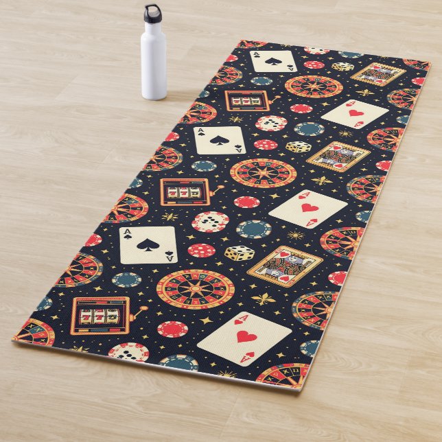 Tapis De Yoga Casino pattern theme on black (En situation)