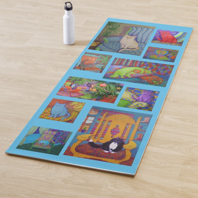 Tapis De Yoga Cat Yoga Mat---blue (En situation)
