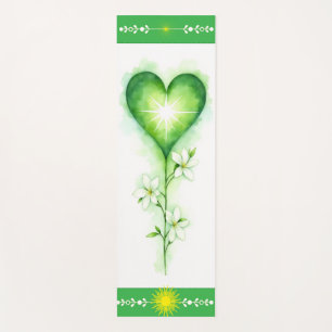 Tapis de Yoga Chakra du Cœur Lotus Vert pour la