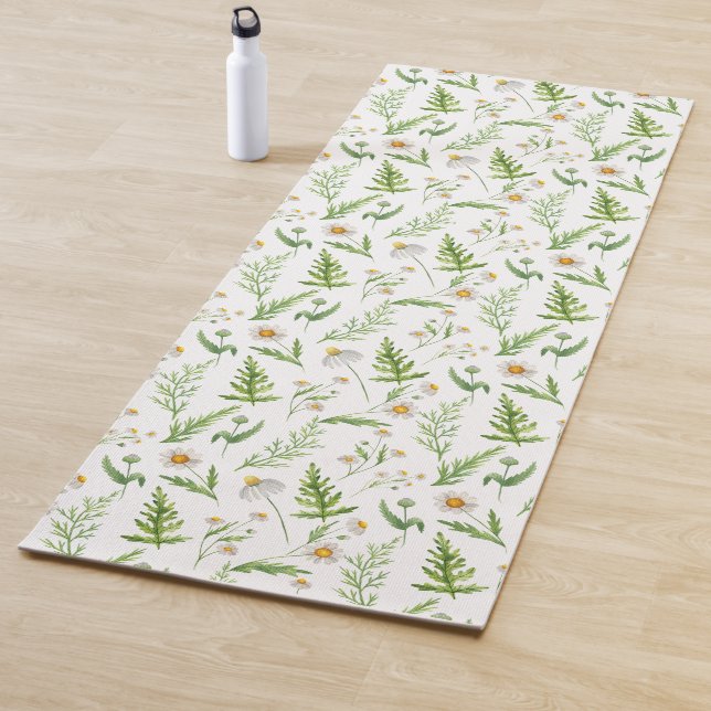 Tapis De Yoga Chamomile Fleur Botanique Rustique Motif (En situation)