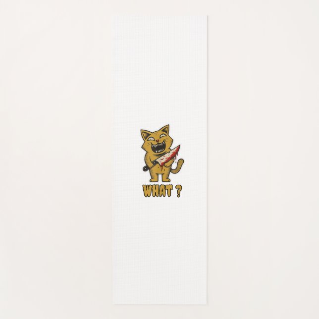 Tapis De Yoga Chat ce _ Drôle chat déplaisant avec couteau (Devant)