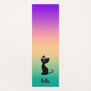 Tapis De Yoga Chat chaton noir mignon dégradé d'été personnalisé
