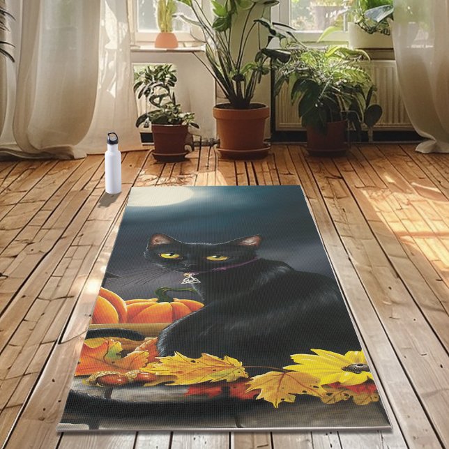 Tapis De Yoga Chat d'Halloween noir (Créateur téléchargé)