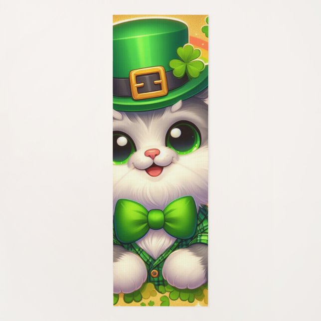 Tapis De Yoga Chat mignon/chaton Saint Patrick's Day (Devant)