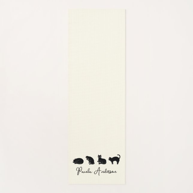 Tapis De Yoga Chat noir drôle mignon personnalisable (Devant)