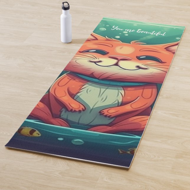 Tapis De Yoga Chat Rouge Souriant Yoga Mat - Cadeau d'anniversai (En situation)